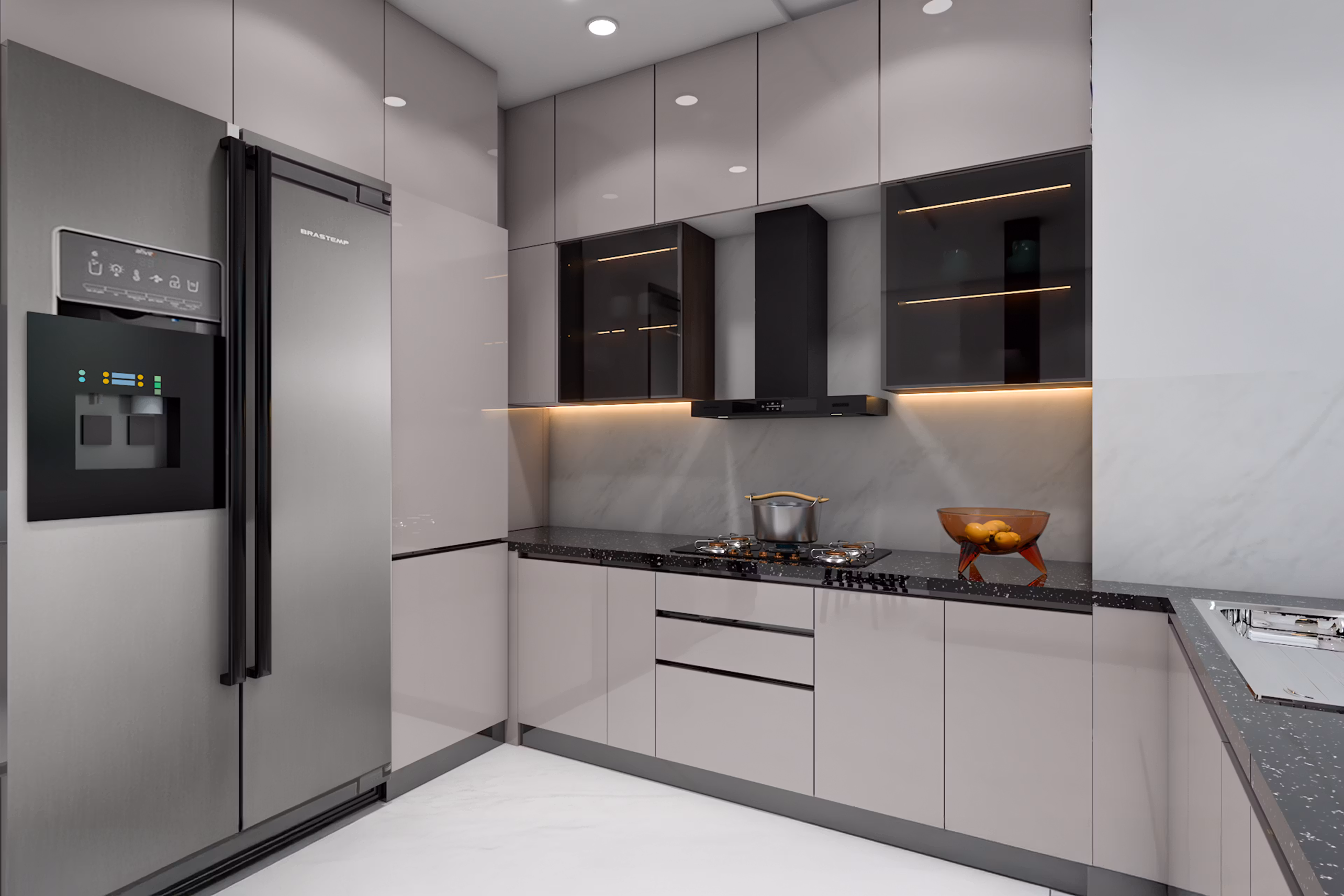 age green Contemporary U-Shaped Kitchen 